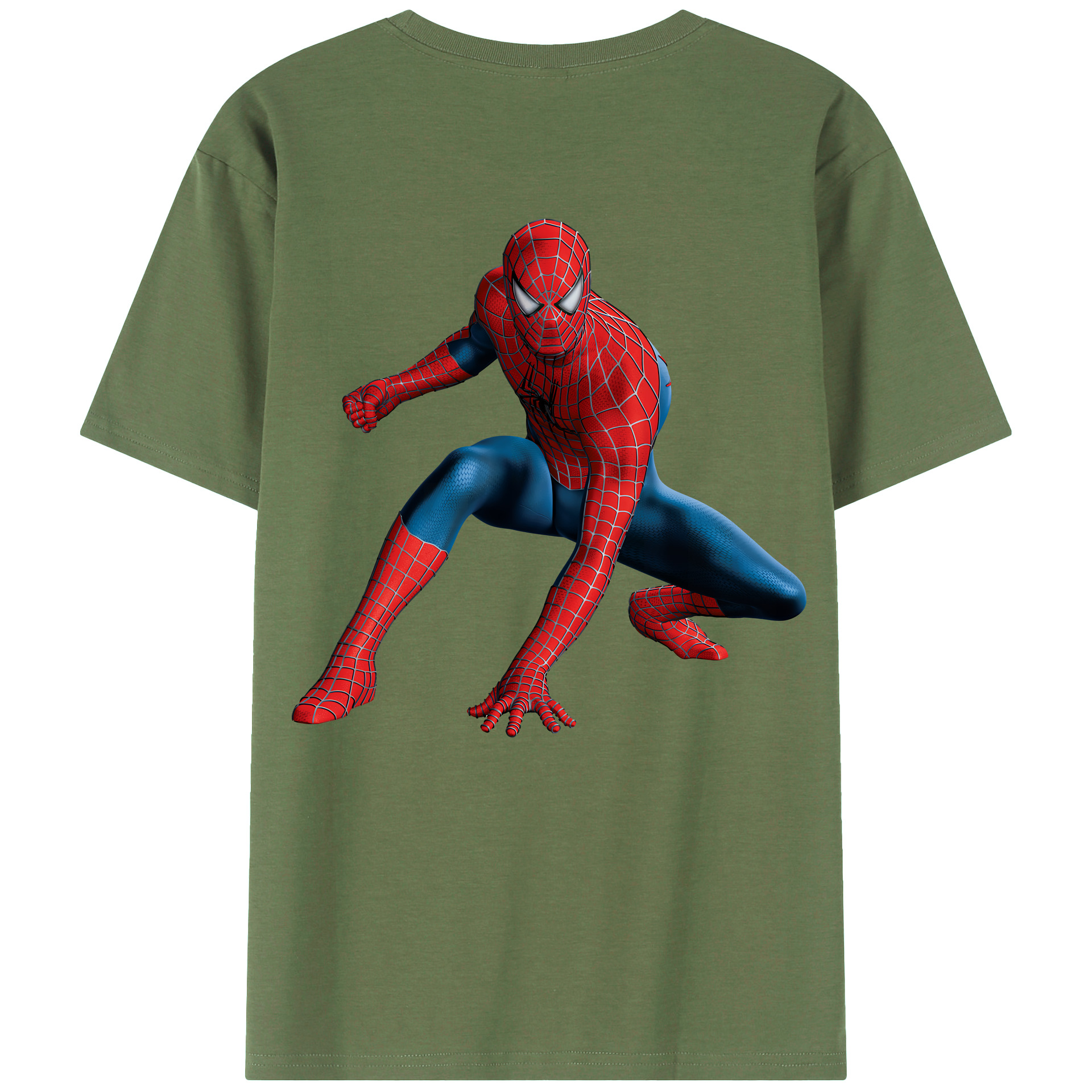 （画像用） Spider Man スパイダーマン 綿100％ メンズ半袖Tシャツ（バックプリント） 通気性
